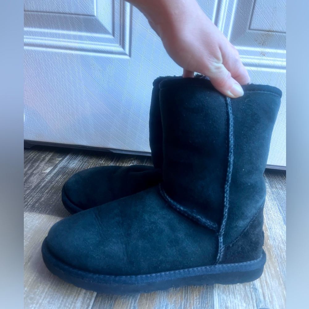 UGG Sz6 classic short ll Midi Mid calf black boot slip on Australian sheepskin